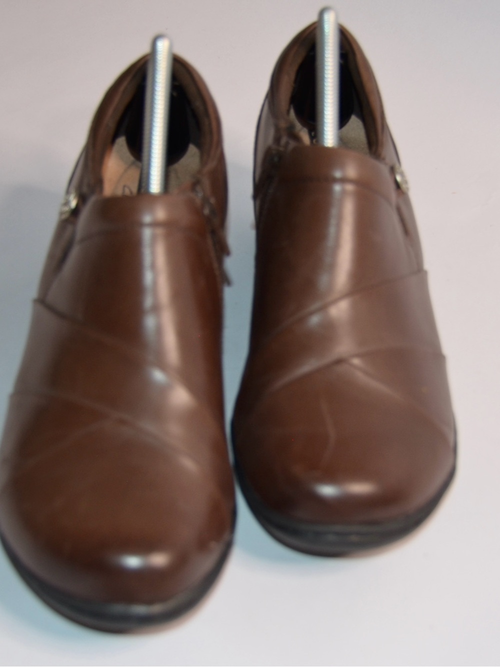 Clarks Collection Shoes Womens Channing Ann Slip On Loafer Heel Brown Size 10W
